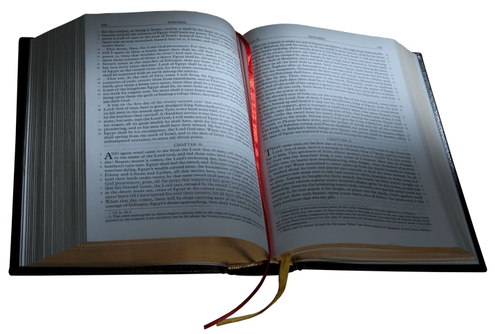 The Knox Bible opened on a reading desk.